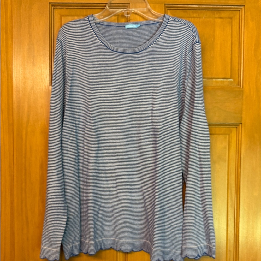 J. Mclaughlin Navy Striped Long Sleeve Henri Sweater/Top